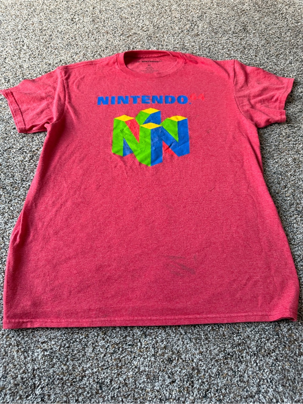 Nintendo 64 N64 Retro Logo Red Graphic T Shirt Medium Video Game Gamer Tee Slee